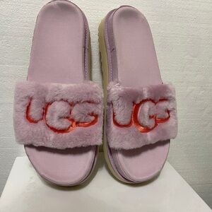 UGG Women's Laton Fur Platform Slippers‎ Slip Pink Purple  Size 11